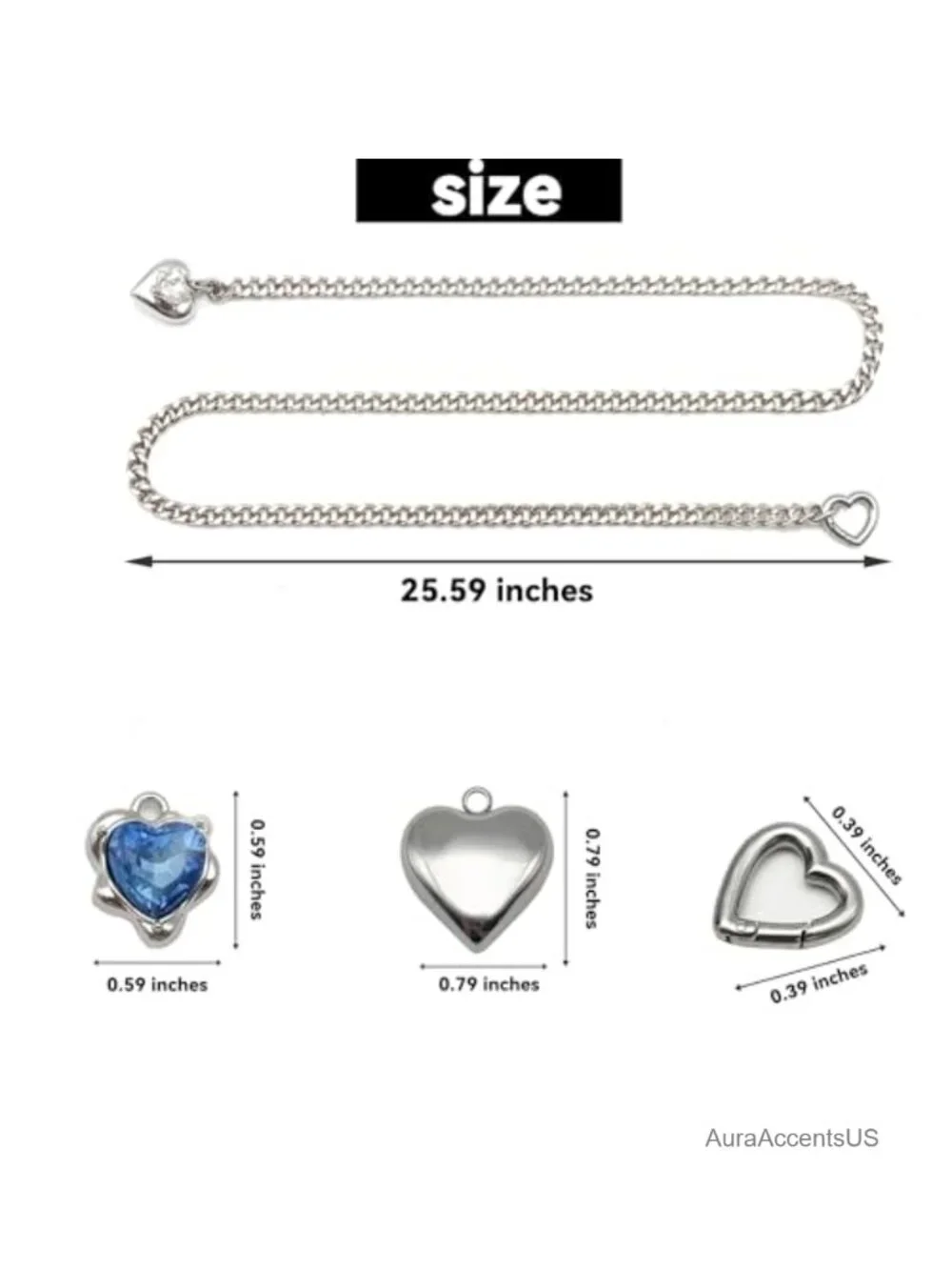 Heart Pendant Slip Chain Necklace with Rhinestone